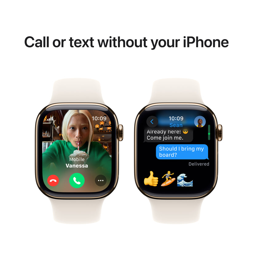 Apple Watch Series 10 GPS + Cellular 42mm zlaté titanové pouzdro s hvězdně bílým sportovním řemínkem - S/M - iSTYLE CZ