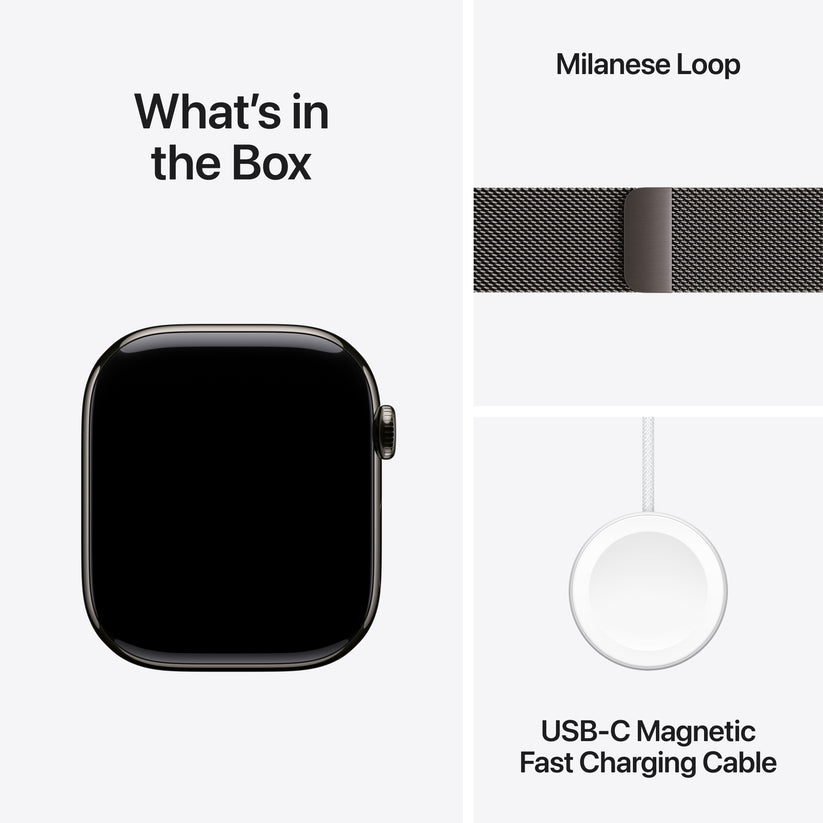 Apple Watch Series 10 GPS + Cellular 46mm břidlicově šedé titanové pouzdro s břidlicově šedým milánským tahem - M/L (otevřený) - iSTYLE CZ