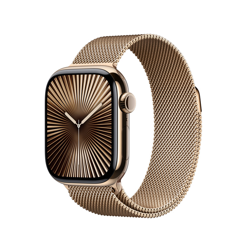 Apple Watch Series 10 GPS + Cellular 42mm zlaté titanové pouzdro se zlatým milánským tahem - iSTYLE CZ