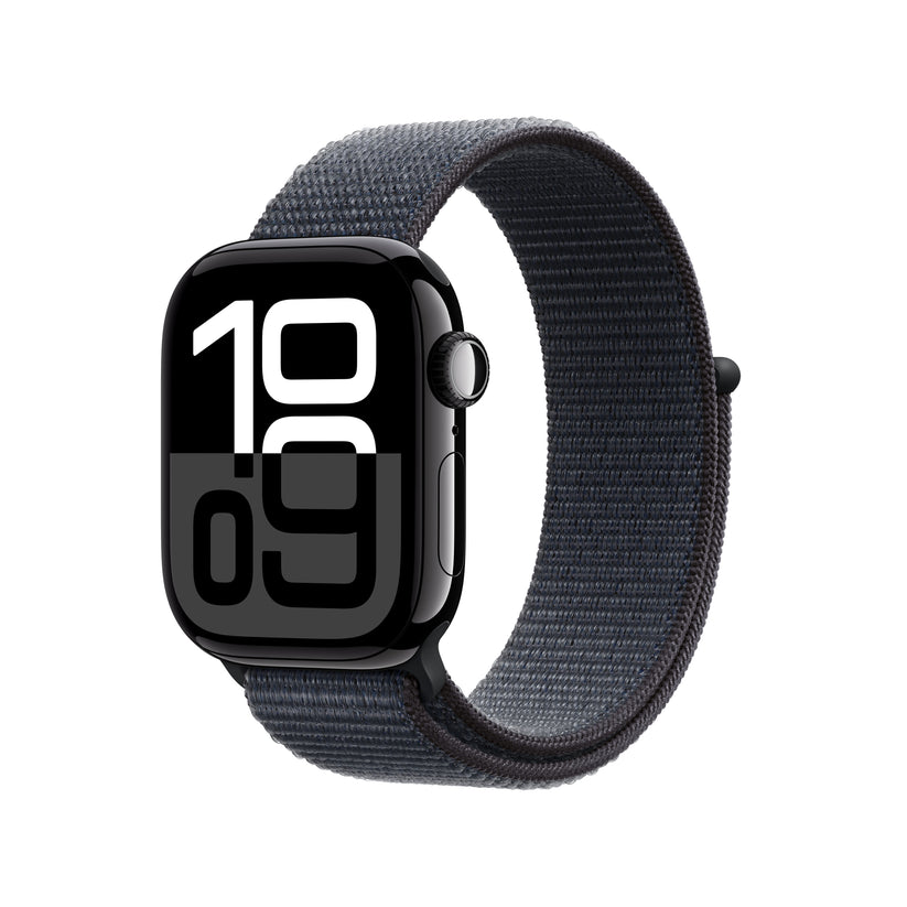 Apple Watch Series 10 GPS + Cellular 42mm klavírně černé hliníkové pouzdro s inkoustově fialovým sportovním provlékacím řemínkem - iSTYLE CZ