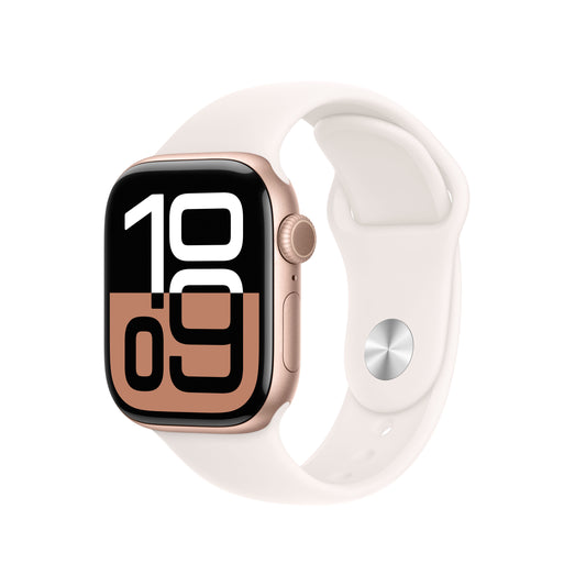 Apple Watch Series 10 GPS + Cellular 42mm růžově zlaté hliníkové pouzdro se světle ruměným sportovním řemínkem - S/M - iSTYLE CZ
