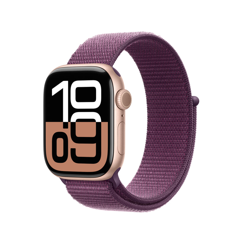 Apple Watch Series 10 GPS + Cellular 42mm růžově zlaté hliníkové pouzdro se švestkovým sportovním provlékacím řemínkem - iSTYLE CZ