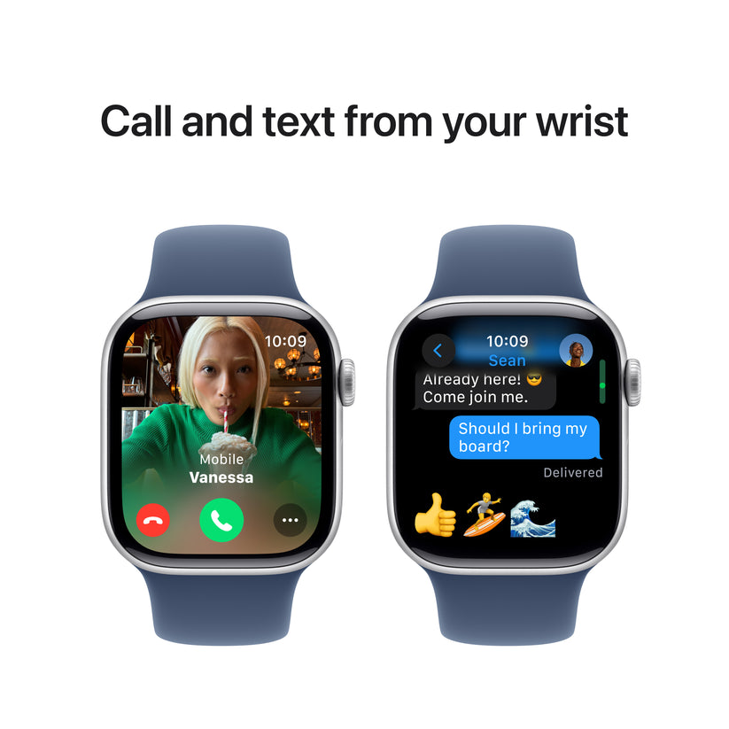 Apple Watch Series 10 GPS 42mm stříbné hliníkové pouzdro s denimovým sportovním řemínkem - M/L - iSTYLE CZ