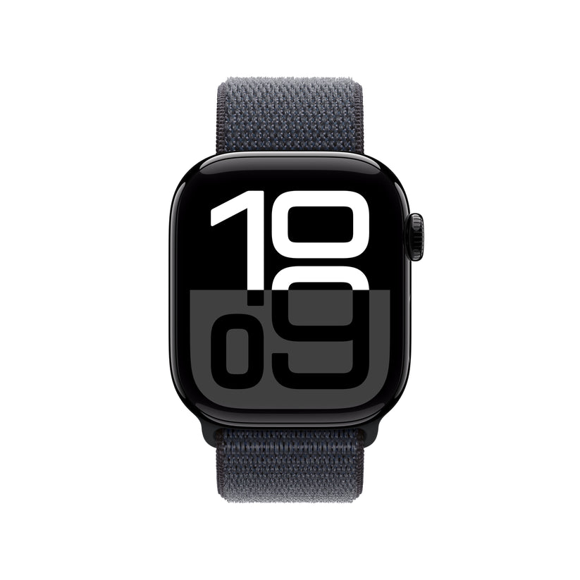 Apple Watch Series 10 GPS 42mm klavírně černé hliníkové pouzdro s inkoustově fialovým sportovním provlékacím řemínkem - iSTYLE CZ
