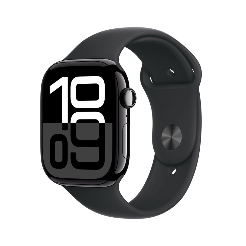 Apple Watch Series 10 GPS 46mm klavírně černé hliníkové pouzdro s černým sportovním řemínkem - M/L - iSTYLE CZ