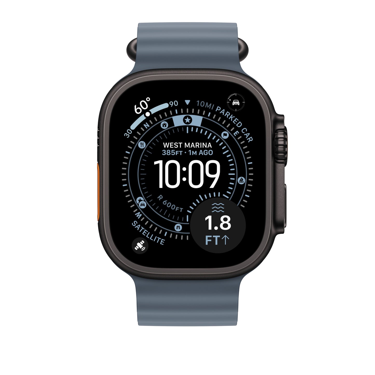 Řemínek pro Apple Watch 44/45/46/49 mm Apple ocelově modrý Oceánský - provedení z černého titanu - iSTYLE CZ