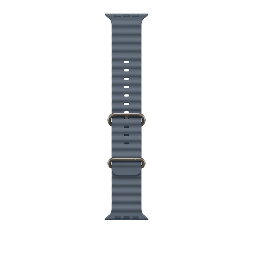 Řemínek pro Apple Watch 44/45/46/49 mm Apple ocelově modrý Oceánský - provedení z přírodního titanu - iSTYLE CZ