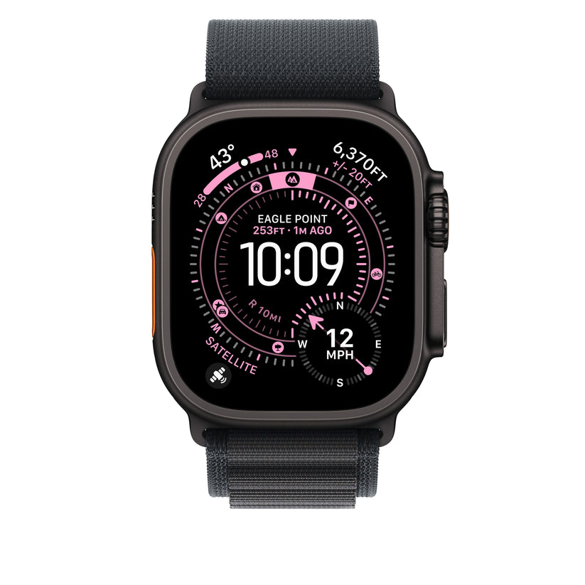 Řemínek pro Apple Watch 44/45/46/49 mm Apple černý Alpský tah - velký - provedení z černého titanu - iSTYLE CZ