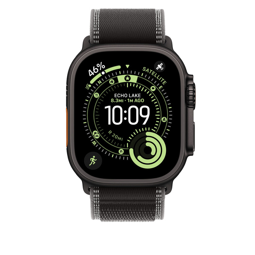 Řemínek pro Apple Watch 44/45/46/49 mm Apple černý/uhlový Trailový tah - S/M - provedení z černého titanu - iSTYLE CZ