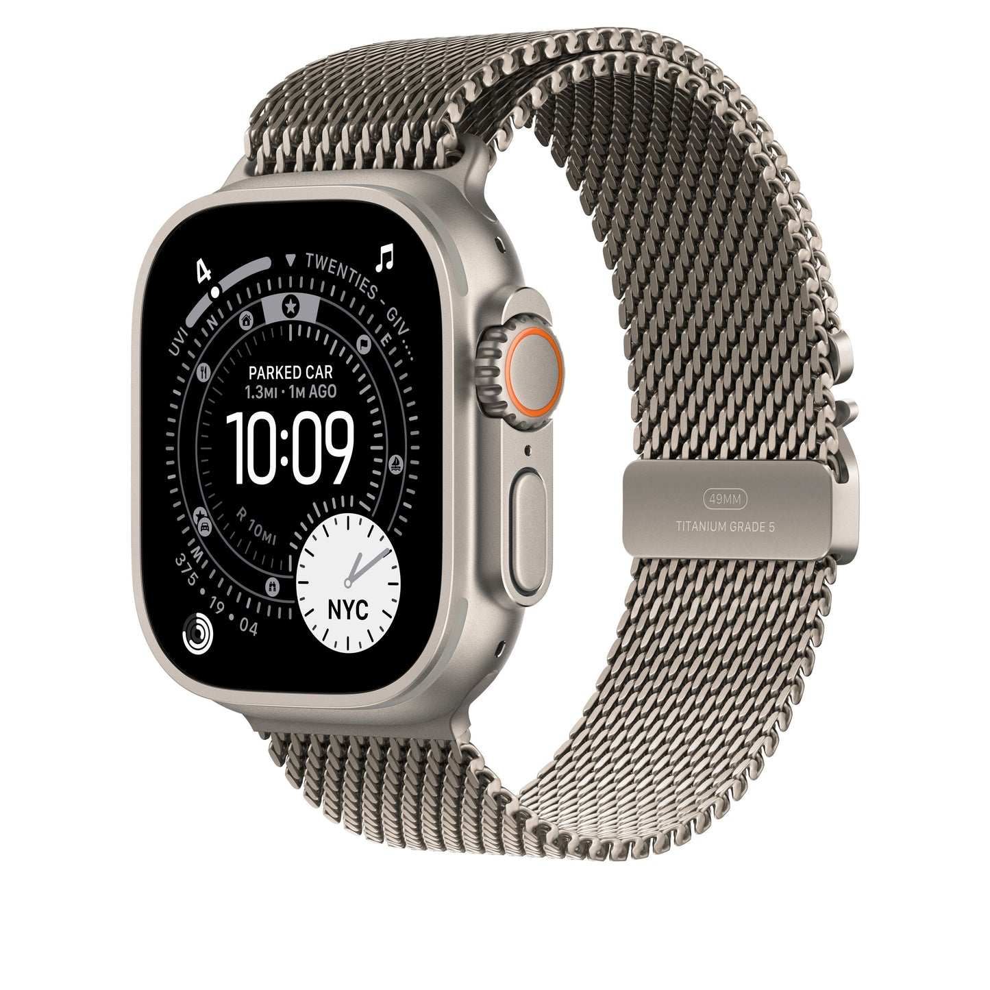 Řemínek pro Apple Watch 44/45/46/49 mm Apple milánský tah z přírodního titanu - velký - iSTYLE CZ