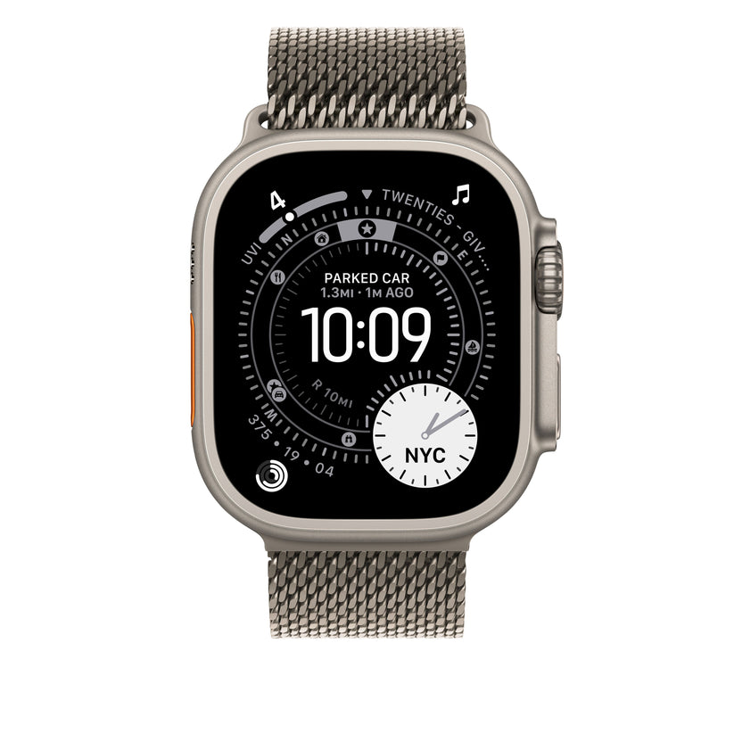 Řemínek pro Apple Watch 44/45/46/49 mm Apple milánský tah z přírodního titanu - velký - iSTYLE CZ