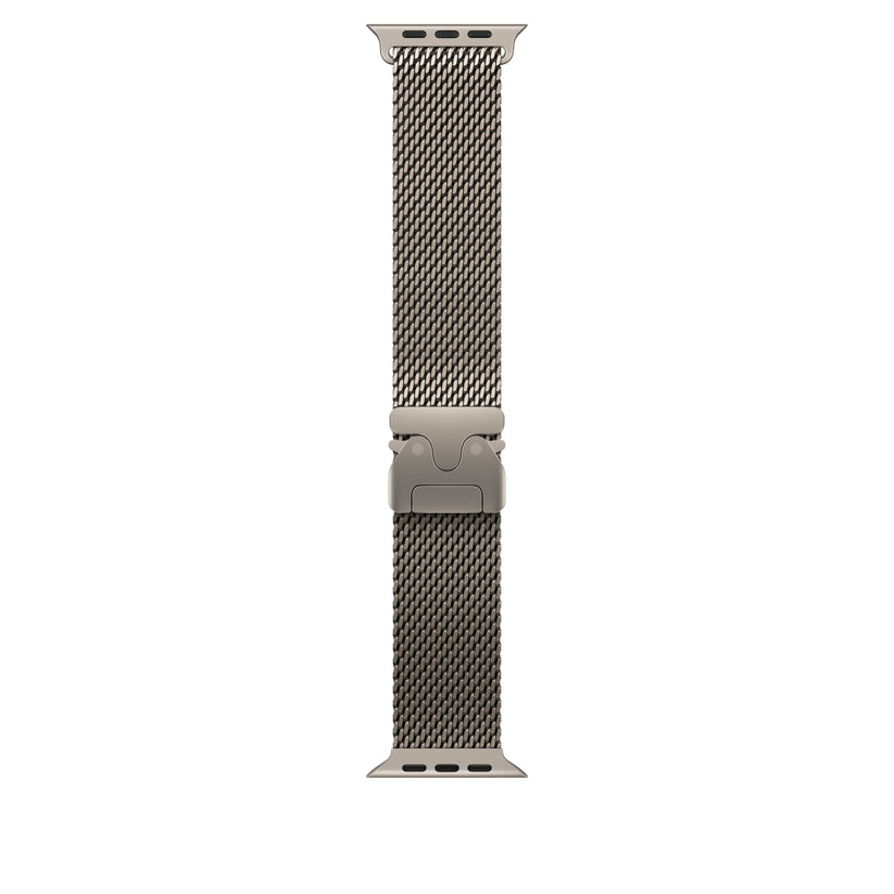 Řemínek pro Apple Watch 44/45/46/49 mm Apple milánský tah z přírodního titanu - malý - iSTYLE CZ