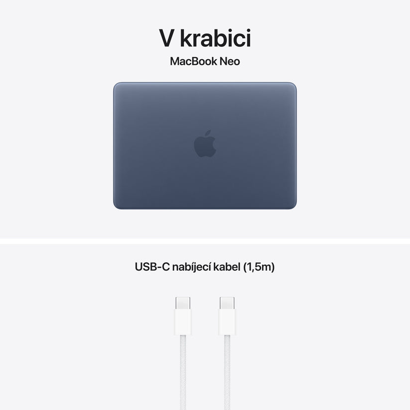 MacBook Neo 13", Apple A18 Pro čip, 6jádrové CPU, 5jádrové GPU, 8 GB, 512GB SSD, Touch ID – indigový (otevřený) - iSTYLE.cz