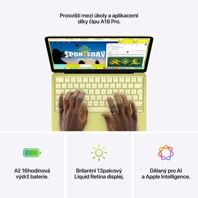 MacBook Neo 13", Apple A18 Pro čip, 6jádrové CPU, 5jádrové GPU, 8 GB, 512GB SSD, Touch ID – stříbrný (otevřený) - iSTYLE.cz