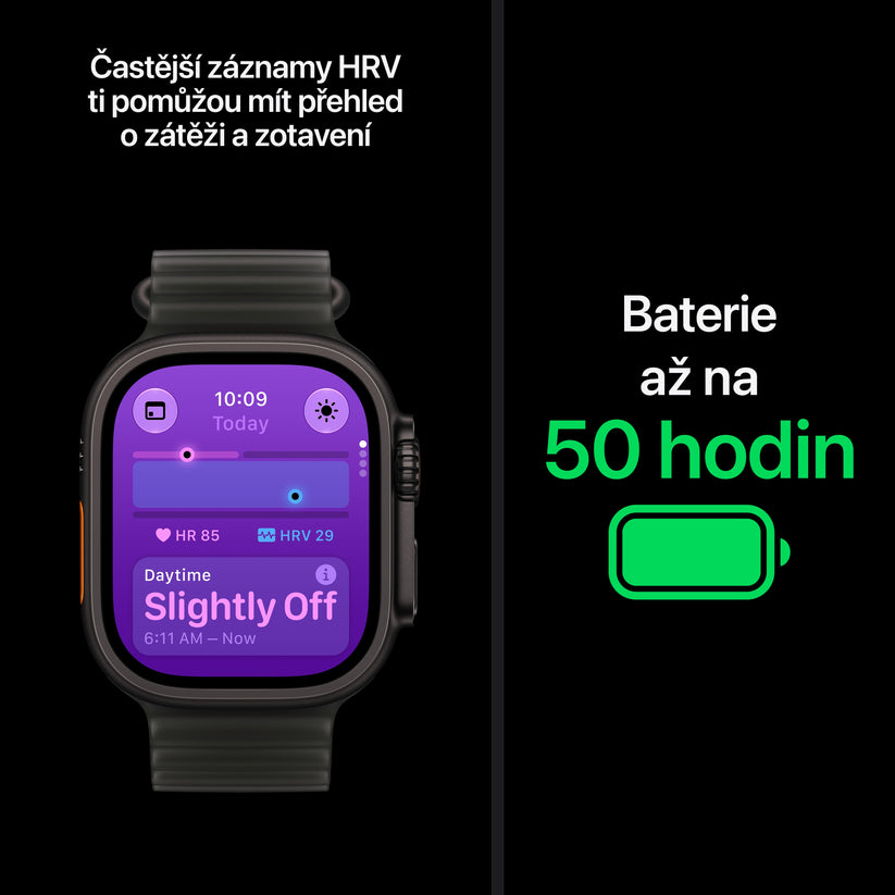 Apple Watch Ultra 4 • GPS + Cellular • 49mm pouzdro z černého titanu • Průsvitně černý Oceánský řemínek - iSTYLE.cz