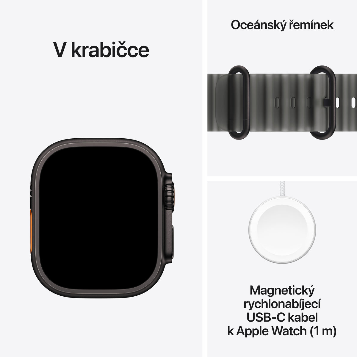 Apple Watch Ultra 4 • GPS + Cellular • 49mm pouzdro z černého titanu • Průsvitně černý Oceánský řemínek - iSTYLE.cz