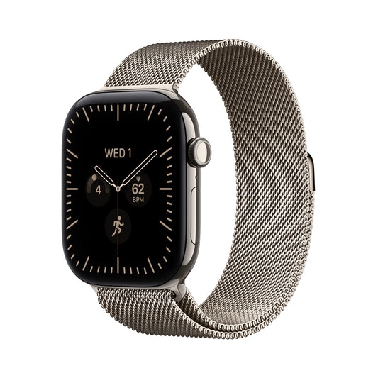 Apple Watch Series 12 • GPS + Cellular • 42mm pouzdro z přírodního titanu • Přírodní milánský tah - iSTYLE.cz