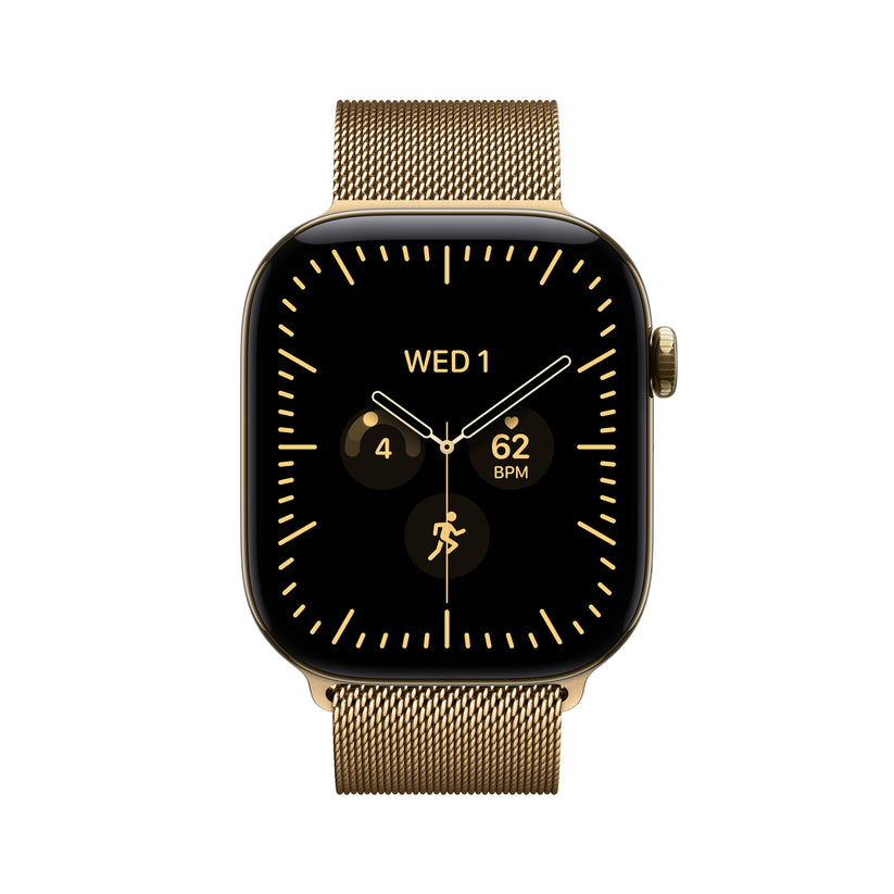 Apple Watch Series 12 • GPS + Cellular • 42mm pouzdro ze zářivě zlatého titanu • Zářivě zlatý milánský tah - iSTYLE.cz