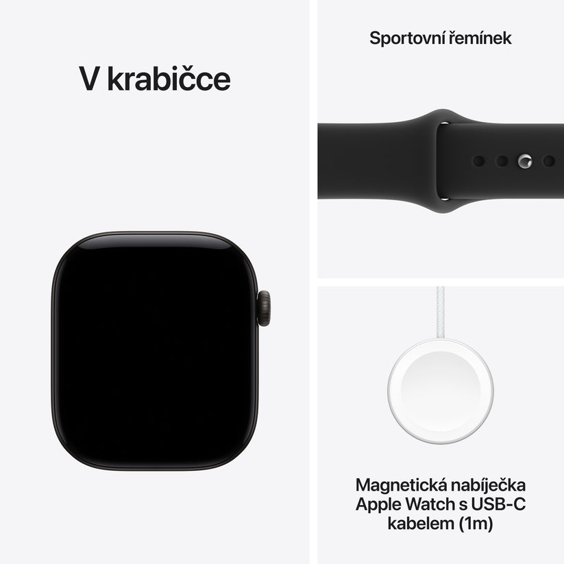Apple Watch Series 12 • GPS • 46mm pouzdro z klavírně černého hliníku • Černý sportovní řemínek – S/M - iSTYLE.cz