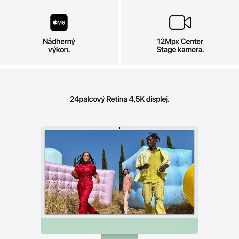 24palcový iMac s Retina 4,5K displejem: Čip Apple M6 s 12 jádrovým CPU a 12 jádrovým GPU, Standardní sklo, 24GB ,512 GB SSD - zelený - iSTYLE.cz