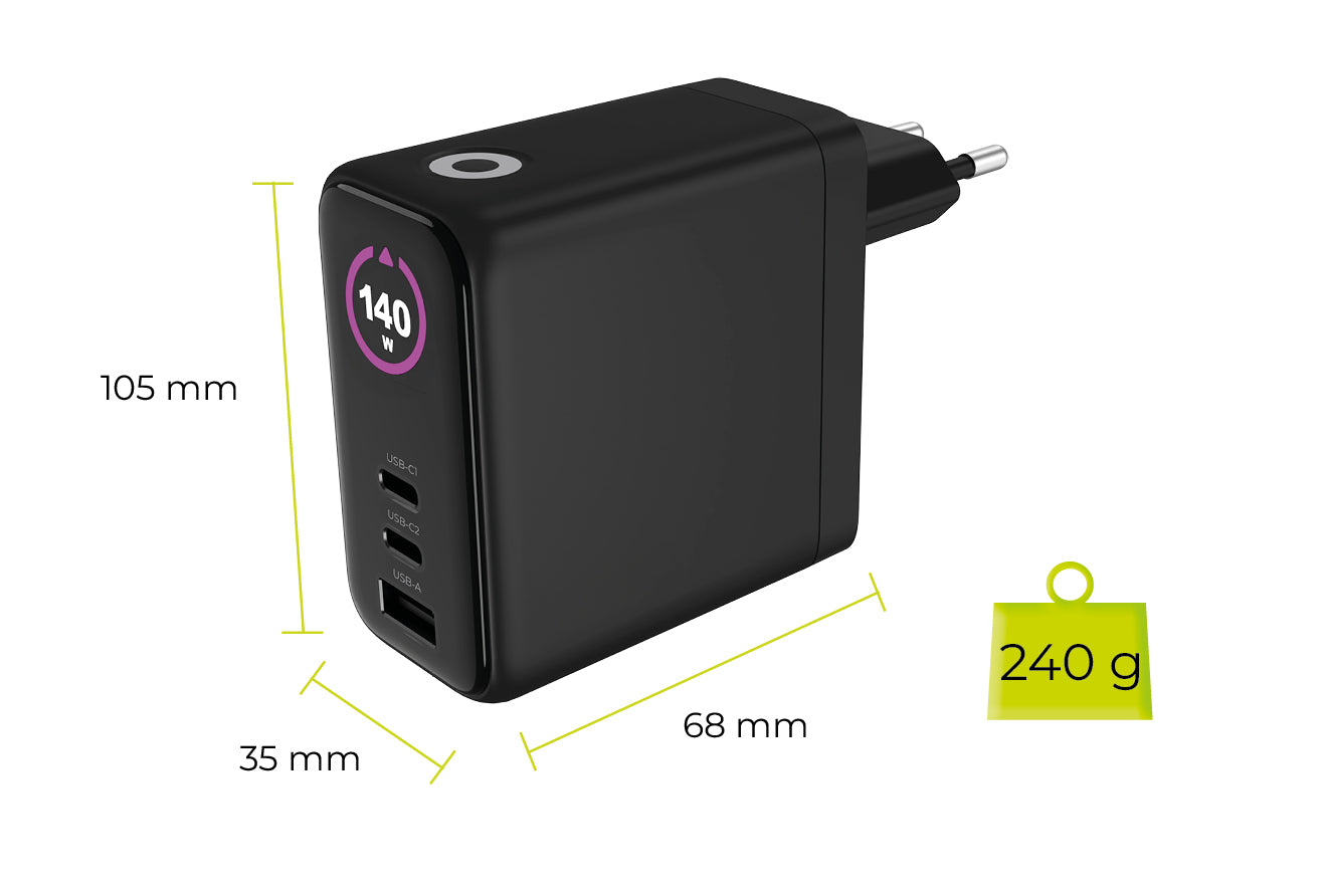 Vysokovýkonná nabíječka Mobile Origin 140W GaN Display Charger