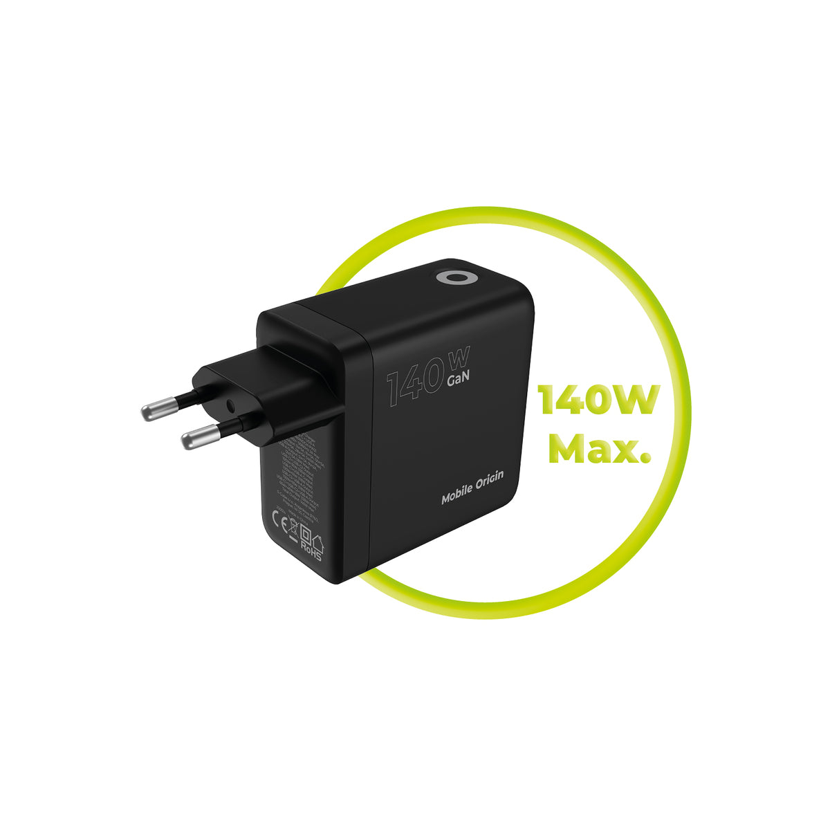 Vysokovýkonná nabíječka Mobile Origin 140W GaN Display Charger