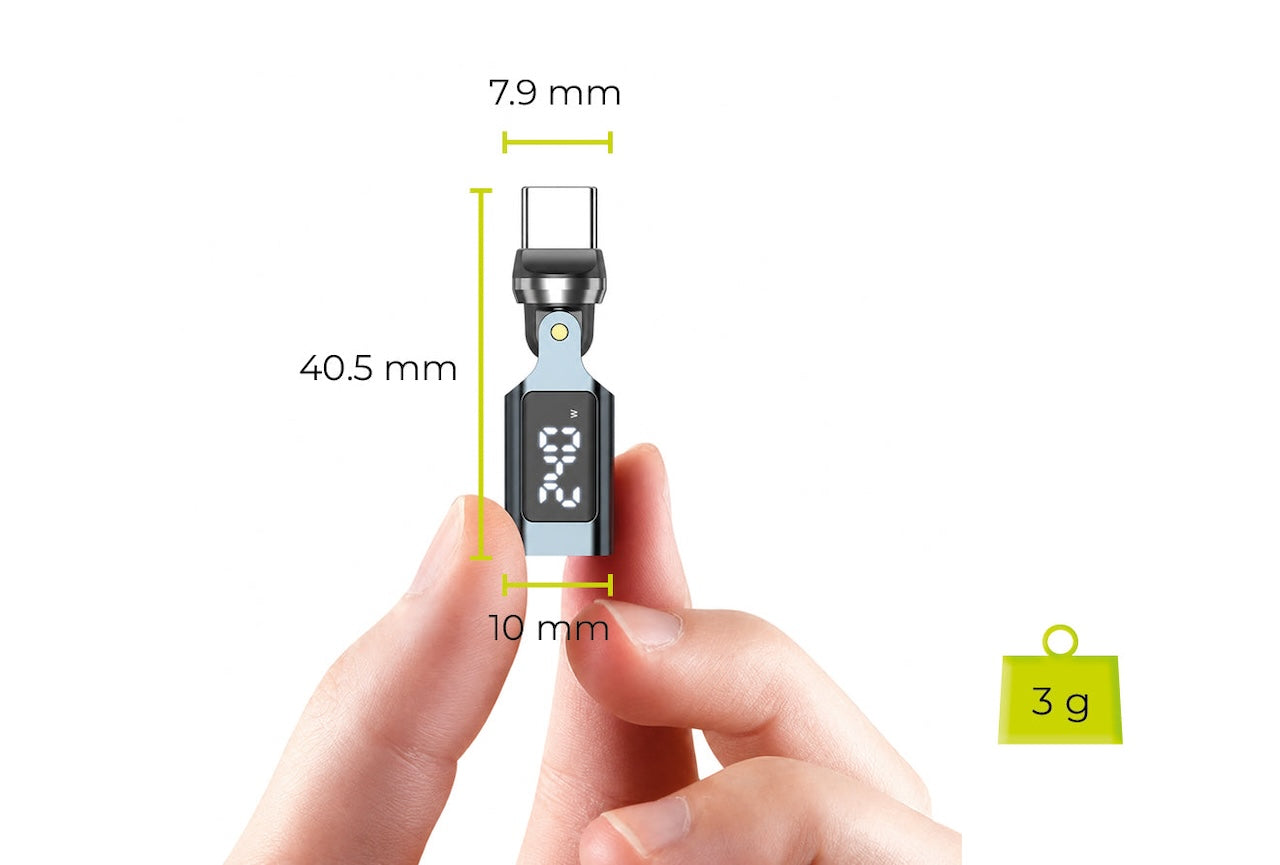 Otočný USB-C adaptér s displejem Mobile Origin CB15 240 W – šedý