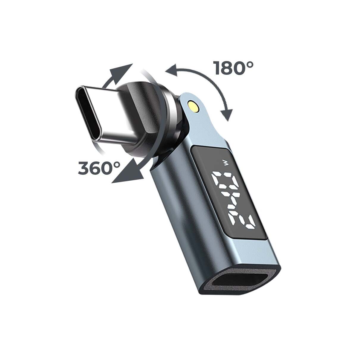Otočný USB-C adaptér s displejem Mobile Origin CB15 240 W – šedý