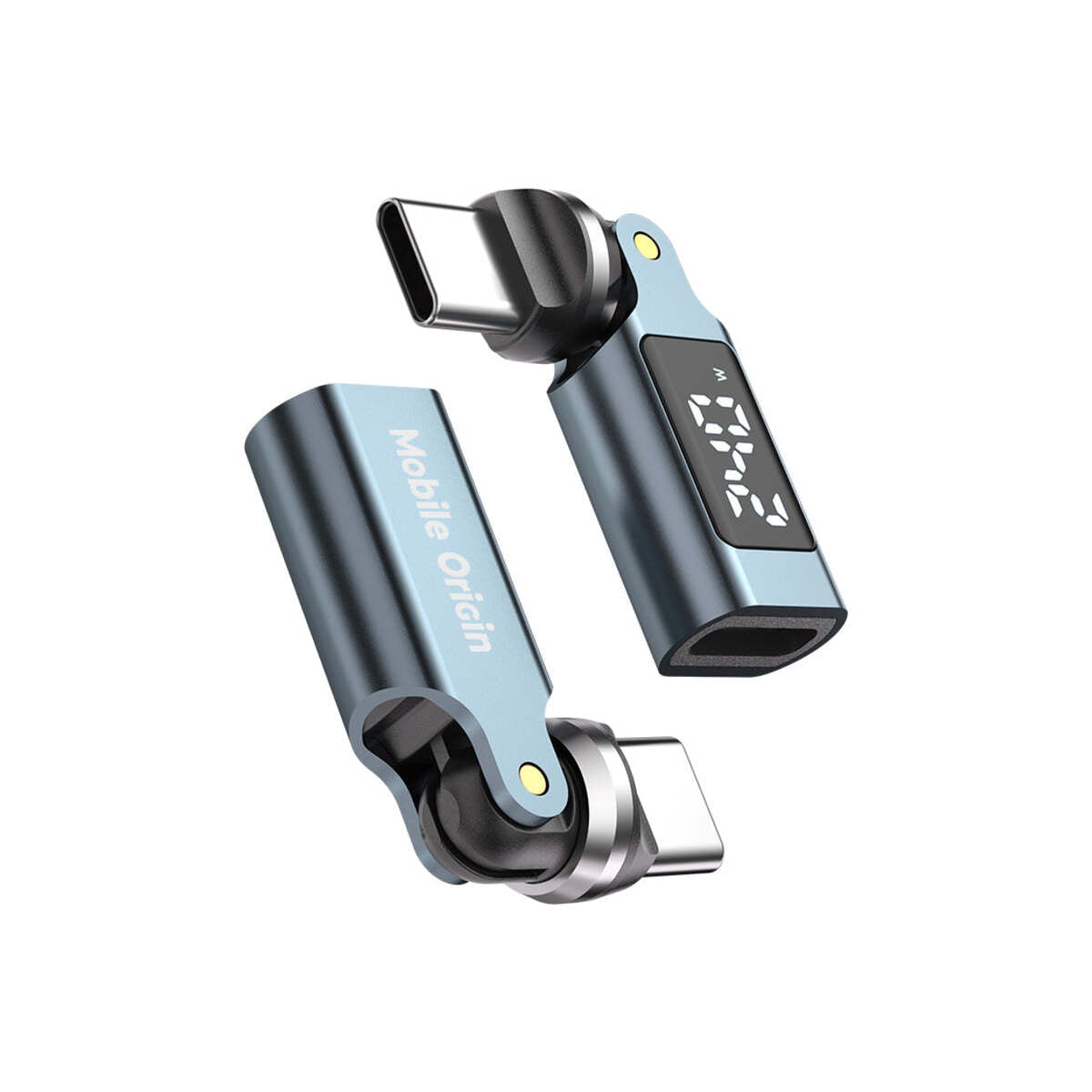 Otočný USB-C adaptér s displejem Mobile Origin CB15 240 W – šedý
