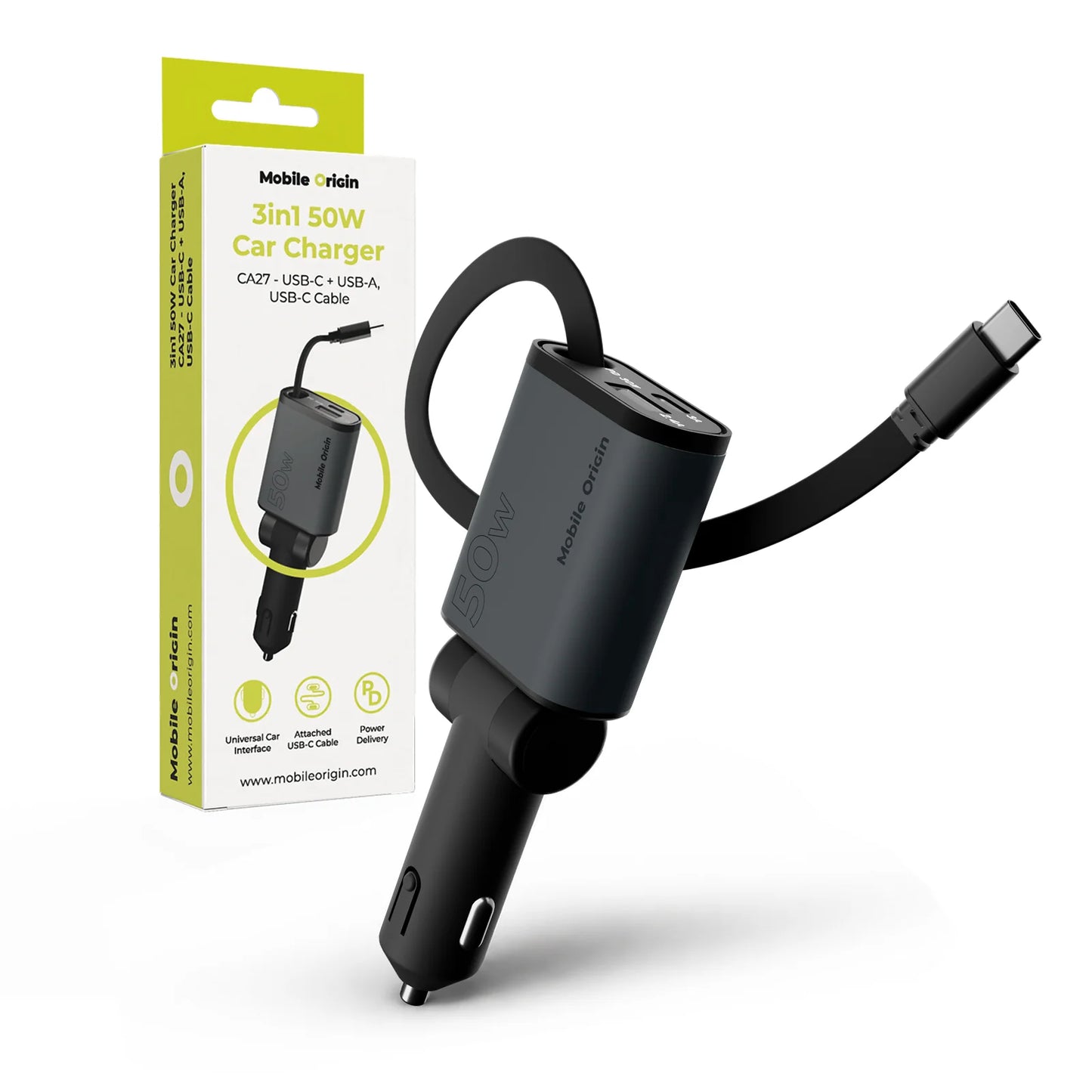 3v1 autonabíječka 50W Mobile Origin Car Charger