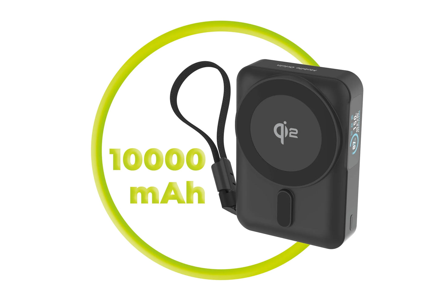 Powerbanka Mobile Origin s displejem Semi-solid PB19 10000mah Qi2 + USB-C kabel - černá