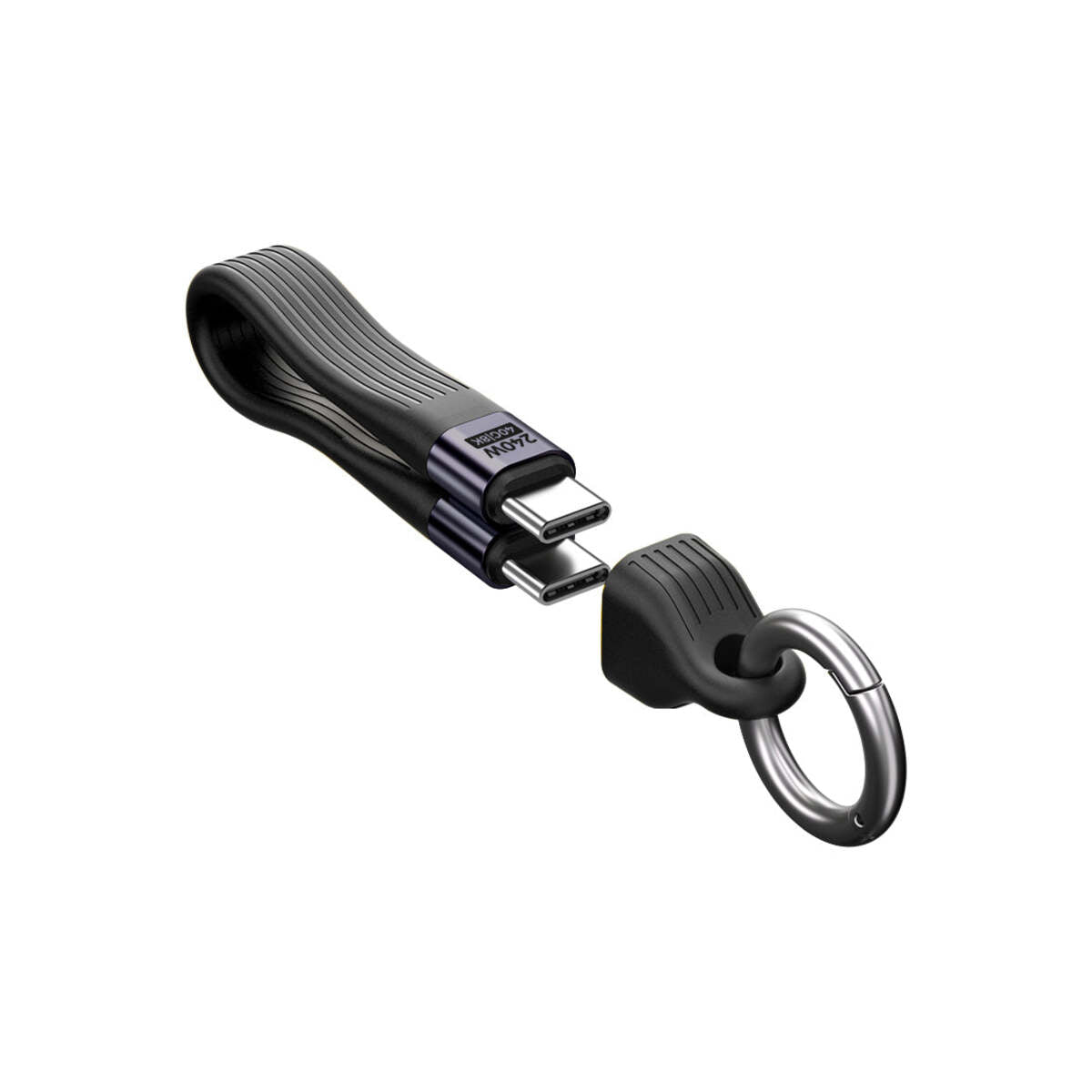 USB-C kabel s karabinou Mobile Origin CB17 240 W, 40 Gb/s, 8K – černý