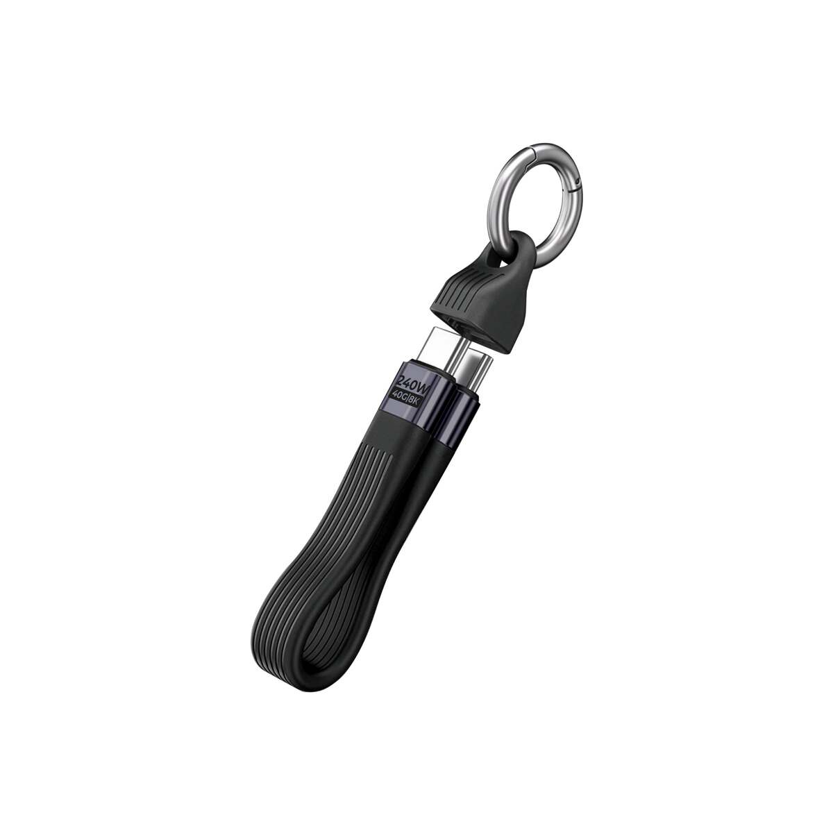USB-C kabel s karabinou Mobile Origin CB17 240 W, 40 Gb/s, 8K – černý