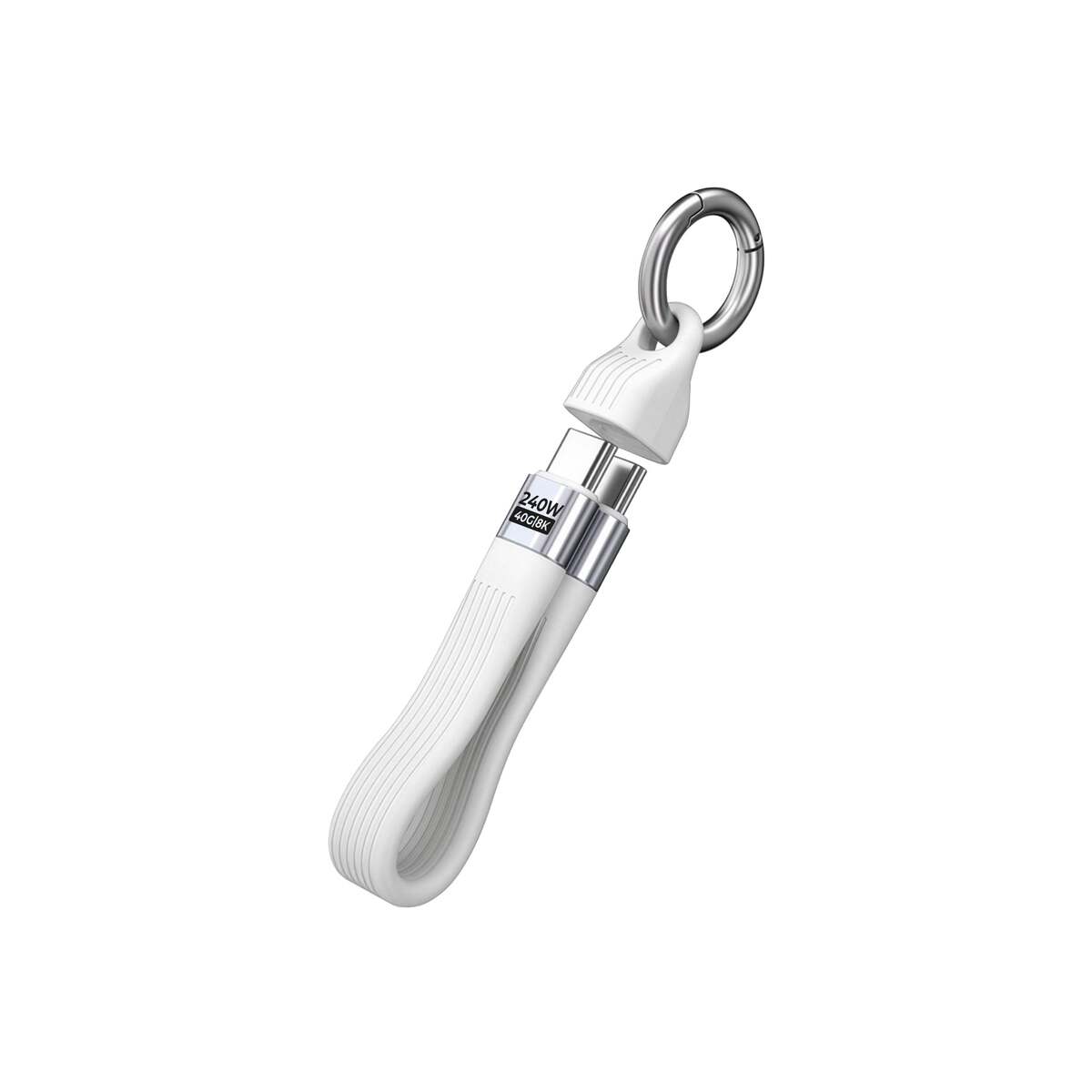 USB-C kabel s karabinou Mobile Origin CB17 240 W, 40 Gb/s, 8K – bílý