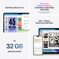 MacBook Air 13", Apple M5 čip, 10jádrové CPU, 10jádrové GPU, 16 GB, 512GB SSD, CZ - blankytně modrá