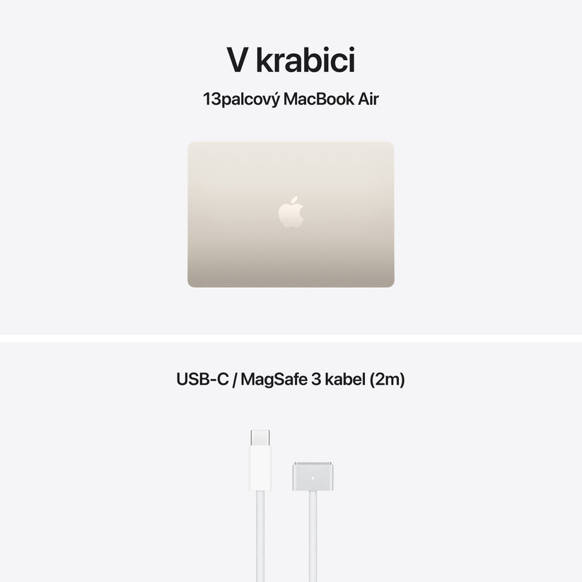 MacBook Air 13,6", Apple M5 10jádrové CPU, 8jádrové GPU, 16GB, 512GB SSD – hvězdně bílý (otevřený) - iSTYLE.cz