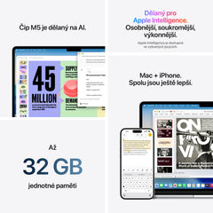 MacBook Air 15,3", Apple M5 10jádrové CPU, 10jádrové GPU, 16GB, 512GB SSD – blankytně modrý