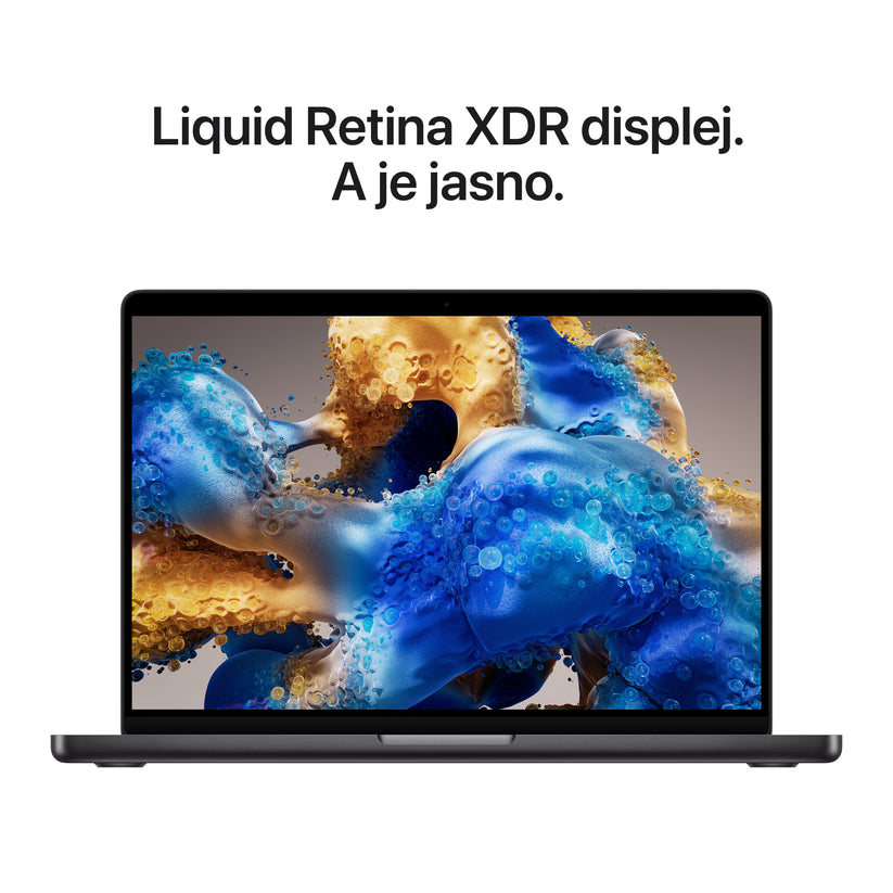 MacBook Pro 14", Apple M5 Pro čip, 15jádrové CPU, 16jádrové GPU, 24 GB, 1TB SSD, INT - vesmírně černá - iSTYLE.cz