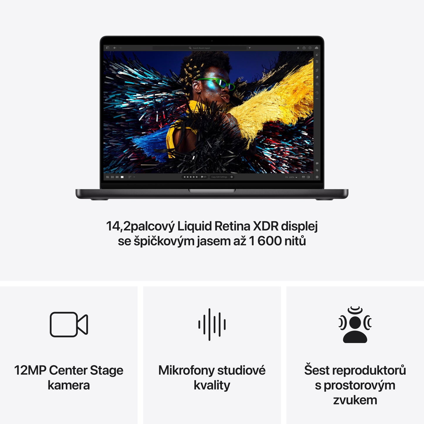 MacBook Pro 14,2", Apple M4 10jádrové CPU, 10jádrové GPU, 16GB, 1TB SSD, CZ - vesmírně černý