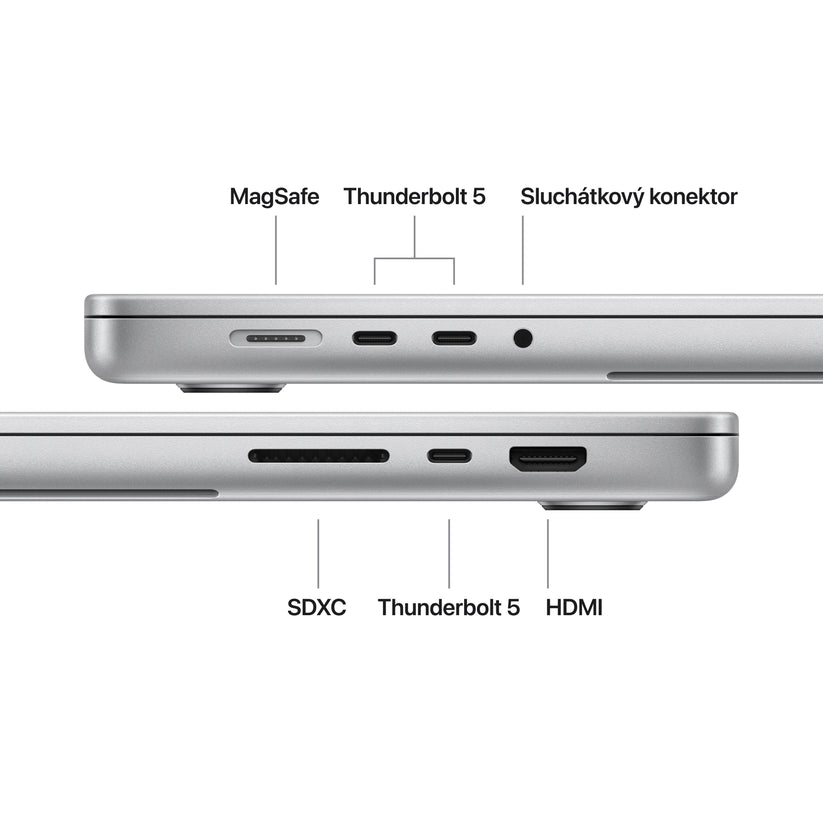 MacBook Pro 16", displej s nanotexturou, Apple M5 Max čip, 18jádrové CPU, 40jádrové GPU, 48 GB, 4TB SSD, INT - stříbrná