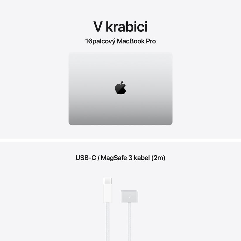 MacBook Pro 16", displej s nanotexturou, Apple M5 Max čip, 18jádrové CPU, 40jádrové GPU, 48 GB, 4TB SSD, INT - stříbrná