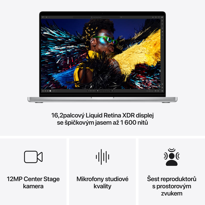 MacBook Pro 16,2", Apple M4 Max 14jádrové CPU, 32jádrové GPU, 36GB, 1TB SSD, CZ - stříbrný