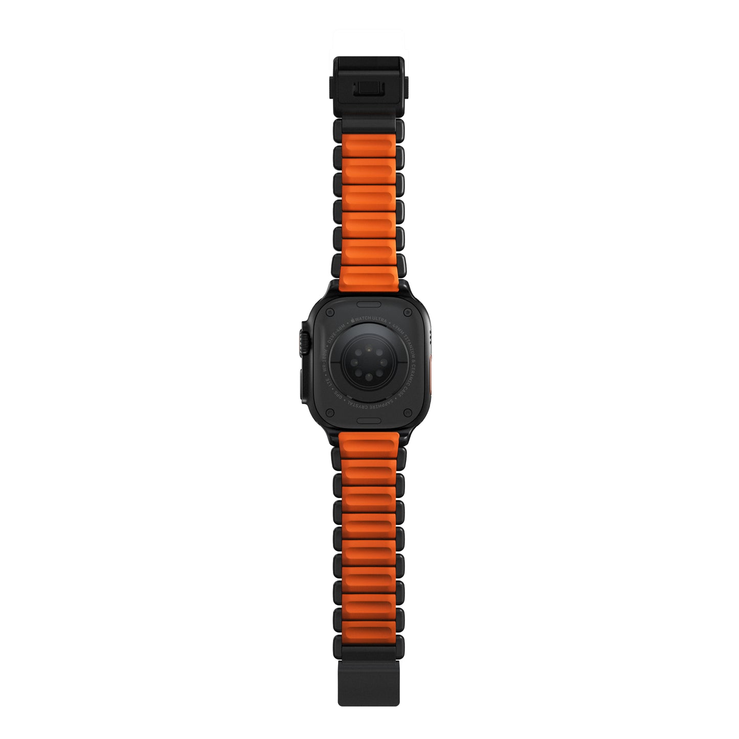 Řemínek pro Apple Watch 45/46/49mm Nomad Stratos Band Black Titanium Ultra Orange FKM