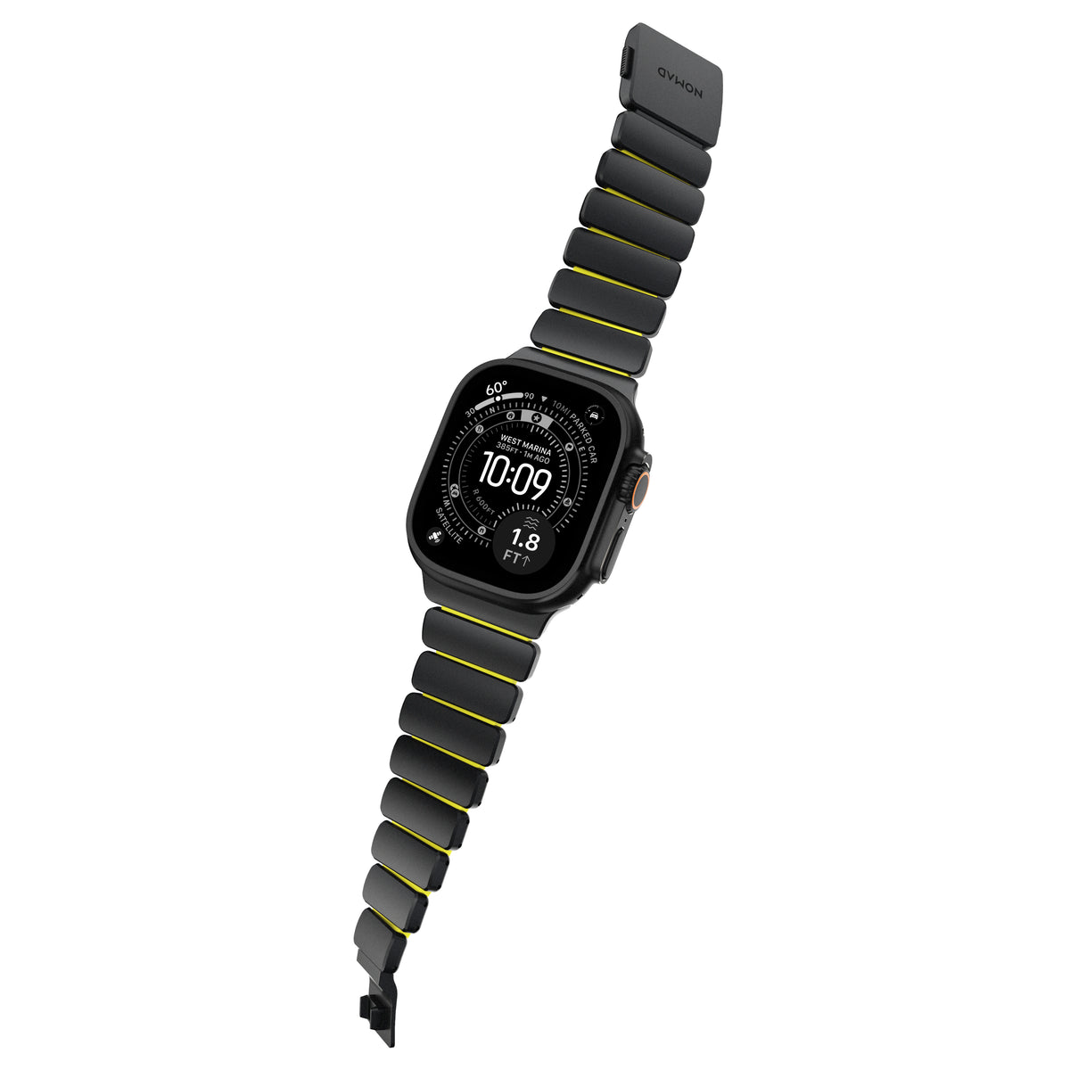 Řemínek pro Apple Watch 45/46/49 mm Nomad Stratos Band FKM - černý/zelený - iSTYLE.cz