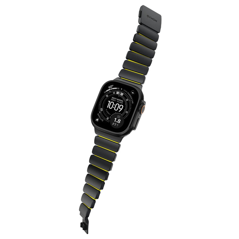 Řemínek pro Apple Watch 45/46/49 mm Nomad Stratos Band FKM - černý/zelený - iSTYLE.cz