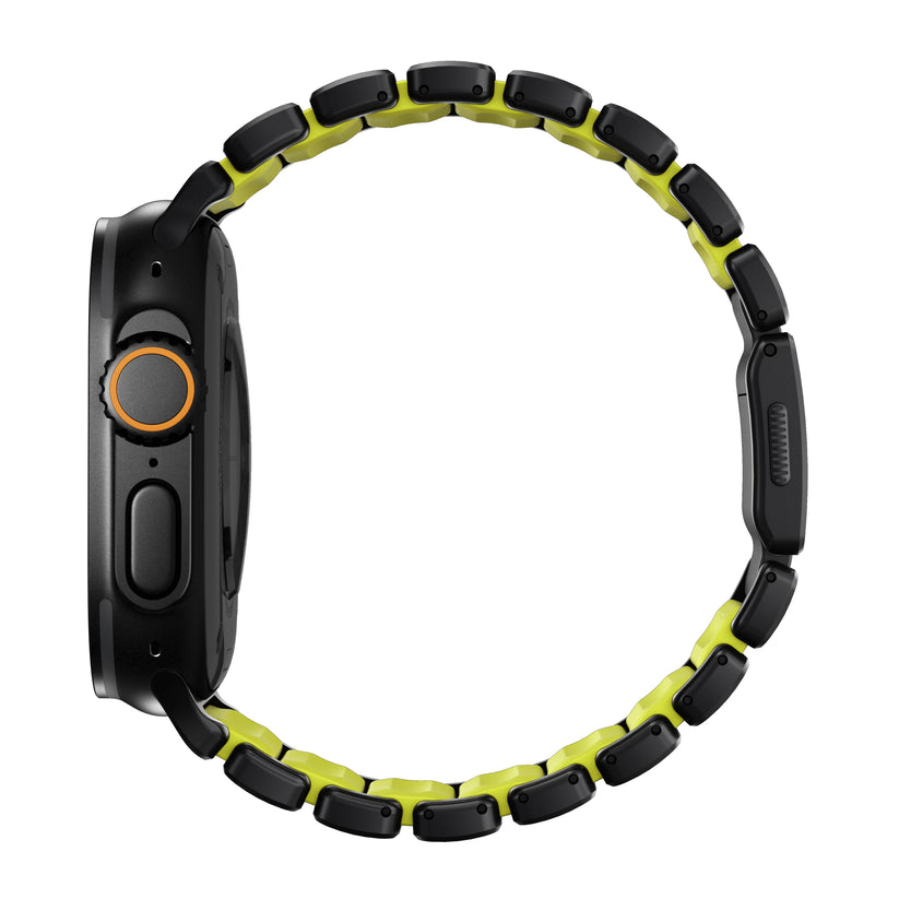 Řemínek pro Apple Watch 45/46/49 mm Nomad Stratos Band FKM - černý/zelený - iSTYLE.cz