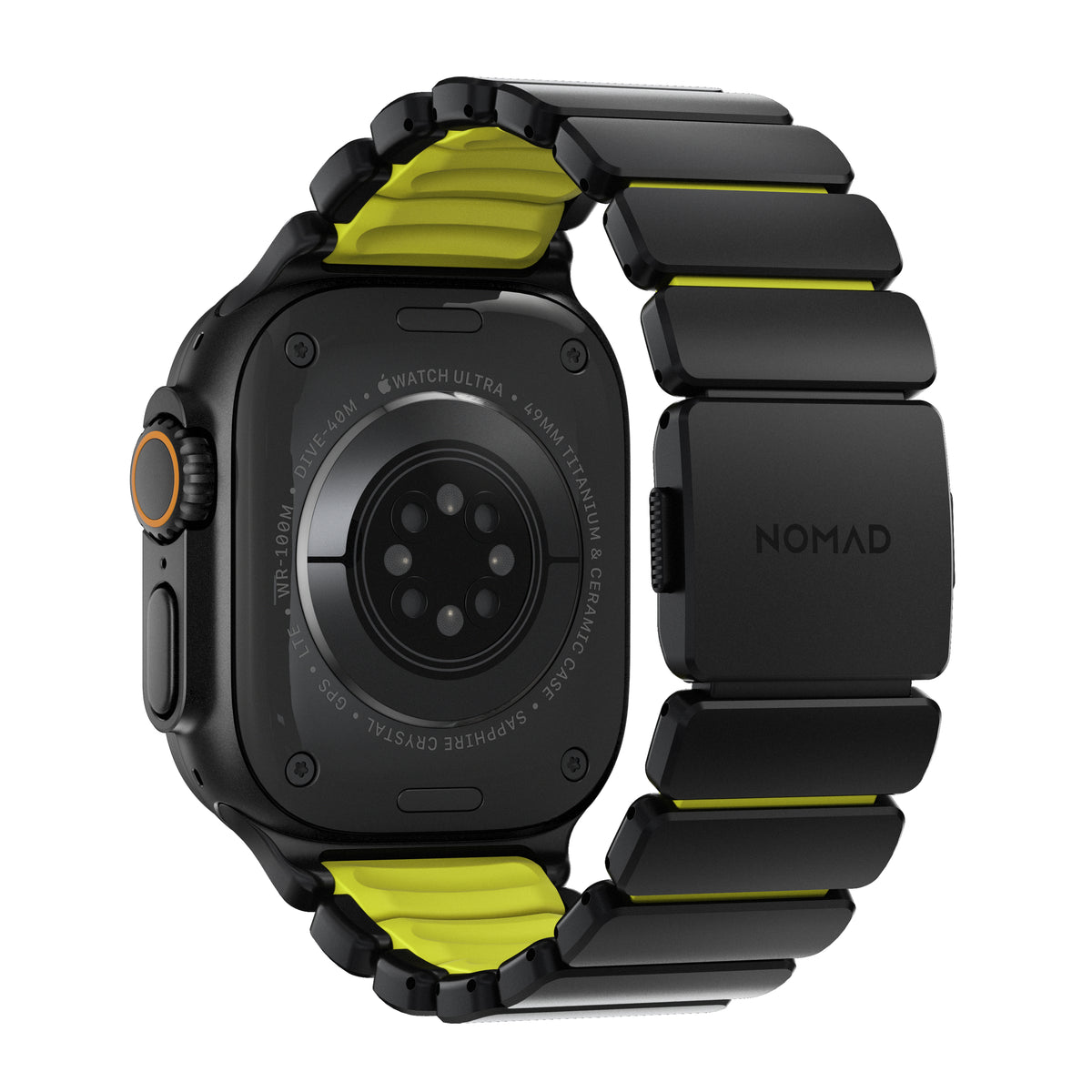Řemínek pro Apple Watch 45/46/49 mm Nomad Stratos Band FKM - černý/zelený - iSTYLE.cz
