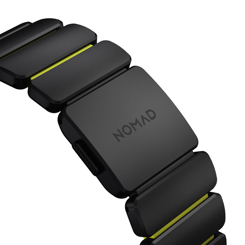 Řemínek pro Apple Watch 45/46/49 mm Nomad Stratos Band FKM - černý/zelený - iSTYLE.cz