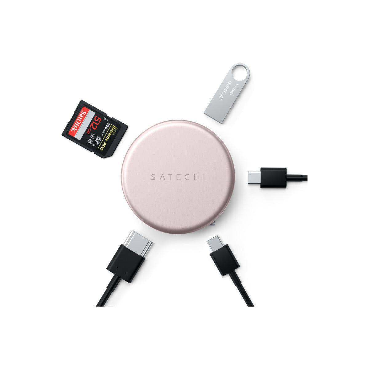 Satechi OntheGo 5-in-1 Multiport adaptér - růžový