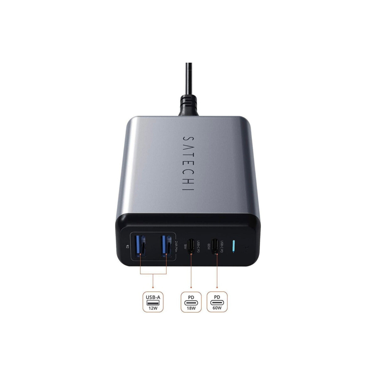 75W cestovní nabíječka Satechi Dual Type-C PD - vesmírně šedá